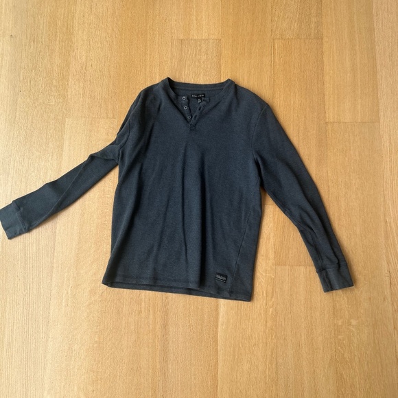 Dark grey henley long sleeve shirt - Picture 1 of 2